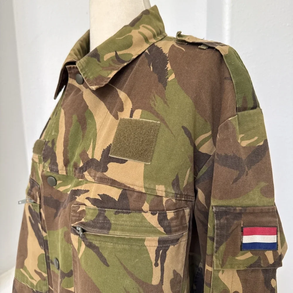 Vtg Dutch Army Field Shirt XL British DPM Woodland Camo Jacket Military Gorpcore